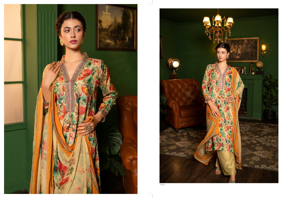 Saanja Saarthi Wholesale Viscose Muslin With Embroidery Work Salwar Suits