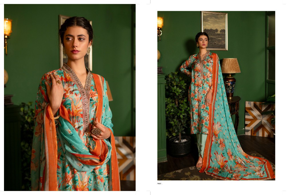 Saanja Saarthi Wholesale Viscose Muslin With Embroidery Work Salwar Suits