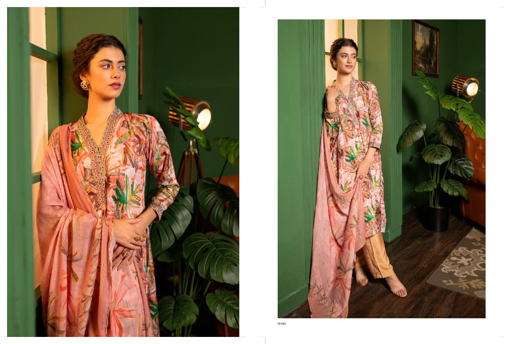 Saanja Saarthi Wholesale Viscose Muslin With Embroidery Work Salwar Suits