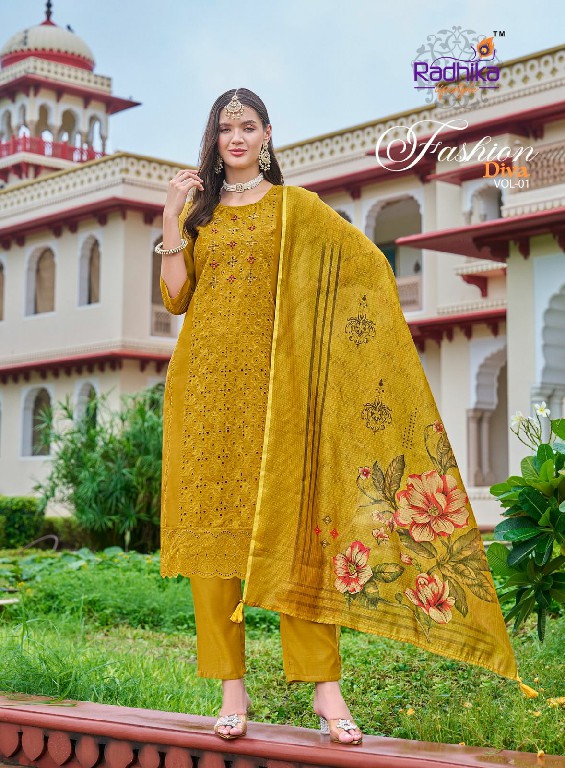 Radhika Lifestyle Fashion Diva Vol-1 Wholesale Readymade 3 Piece Suits