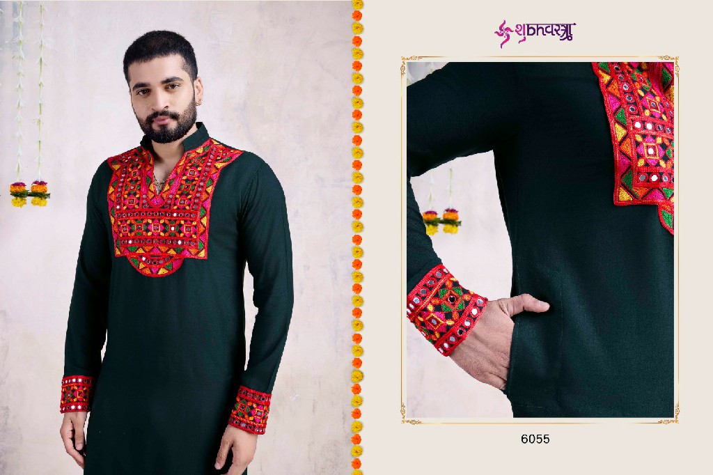 shubhvastra vastra vol 5 rayon embroidered work full stitch navratri mens kurta
