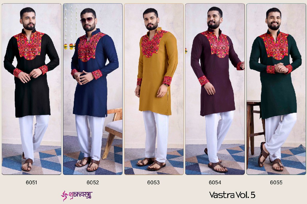 shubhvastra vastra vol 5 rayon embroidered work full stitch navratri mens kurta