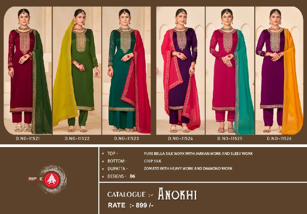 anokhi by triple aaa stylish & trendy silk ladies suits online