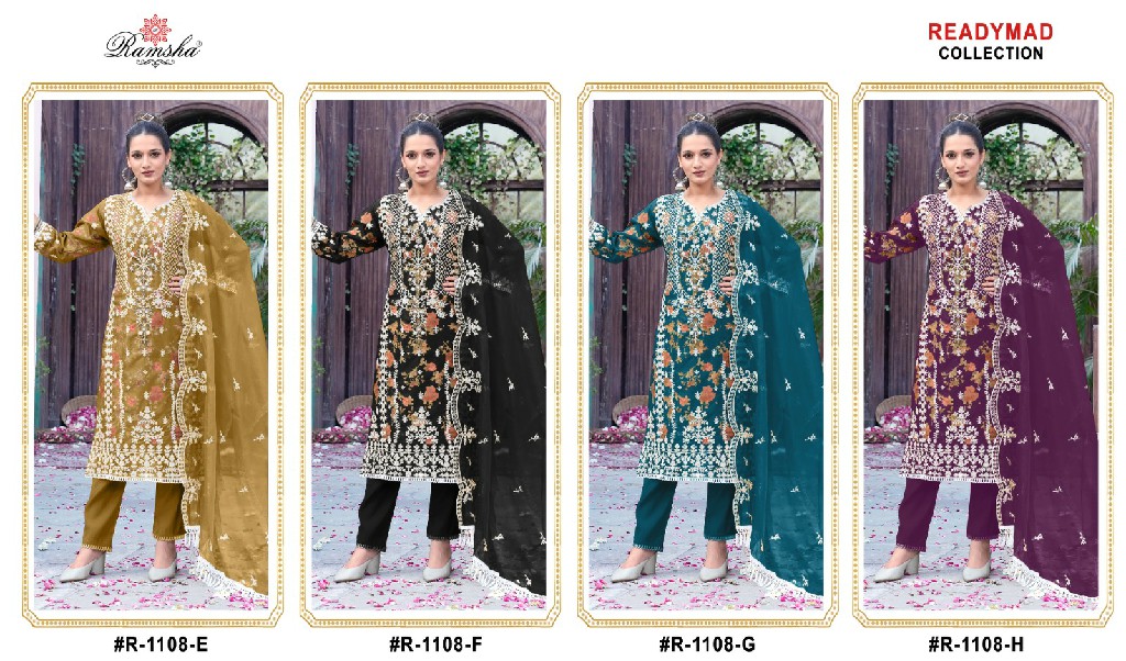 Ramsha R-1108 Wholesale Readymade Indian Pakistani Salwar Suits