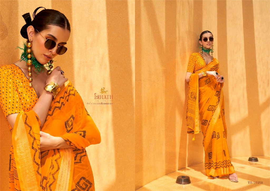 Trirath Femina Wholesale Daani Georgette With Foil Print Sarees