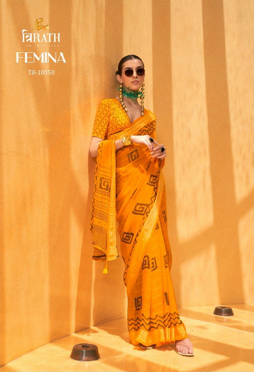 Trirath Femina Wholesale Daani Georgette With Foil Print Sarees