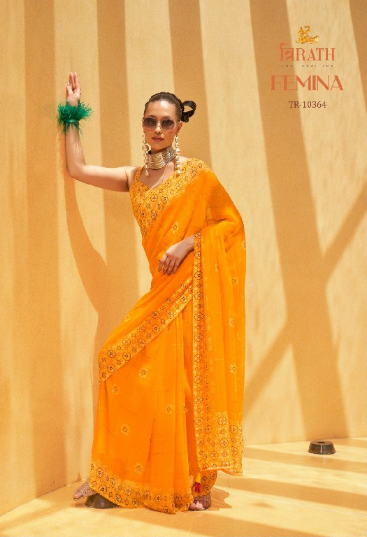 Trirath Femina Wholesale Daani Georgette With Foil Print Sarees