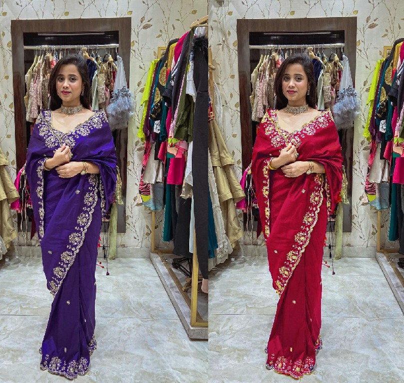 BT-398 Wholesale Pure Two Tone Vichitra Silk Festive Sarees