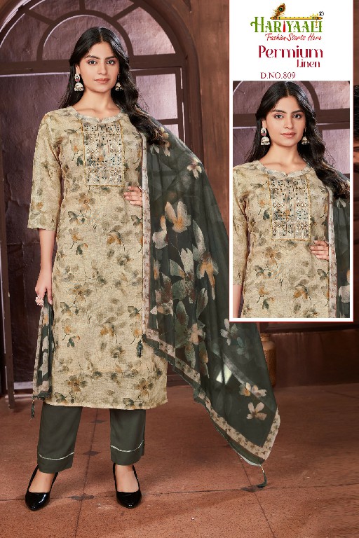 Hariyaali Premium Linen Wholesale Readymade 3 Piece Suits Combo