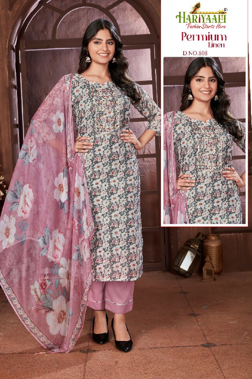Hariyaali Premium Linen Wholesale Readymade 3 Piece Suits Combo