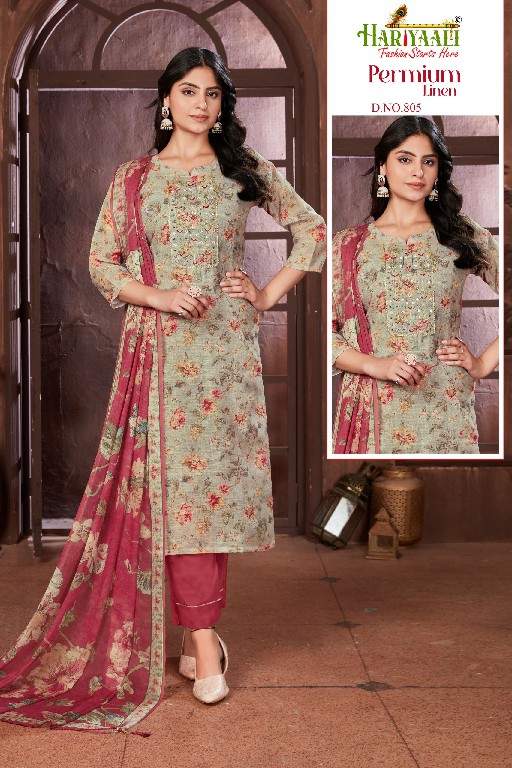 Hariyaali Premium Linen Wholesale Readymade 3 Piece Suits Combo