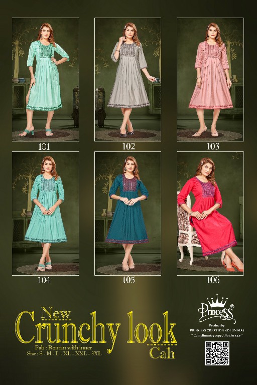 Princess Crunchy Look CAH Wholesale Flair Kurtis Combo