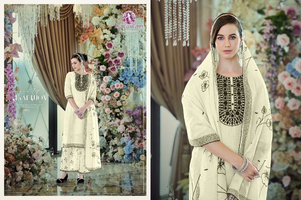 Isavasyam Cream Kashish Wholesale Readymade 3 Piece Suits