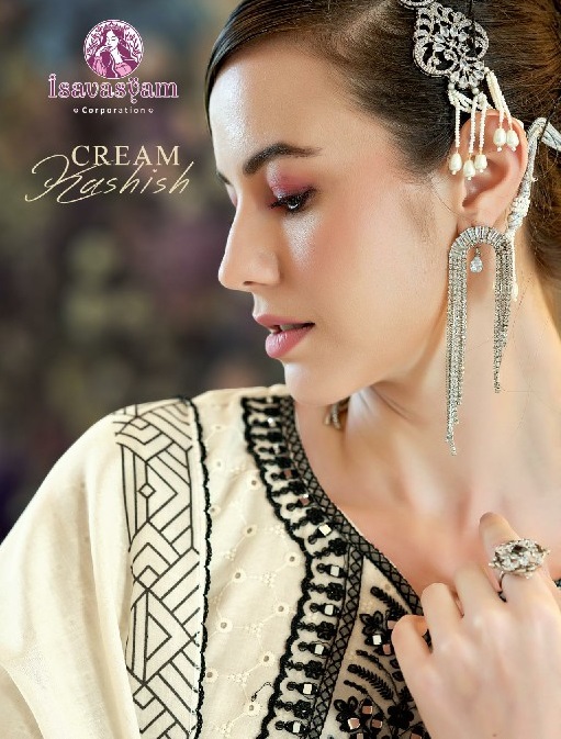 Isavasyam Cream Kashish Wholesale Readymade 3 Piece Suits