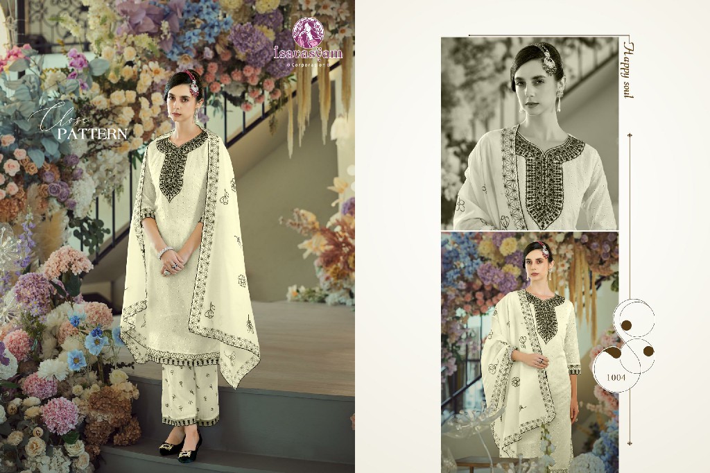 Isavasyam Cream Kashish Wholesale Readymade 3 Piece Suits