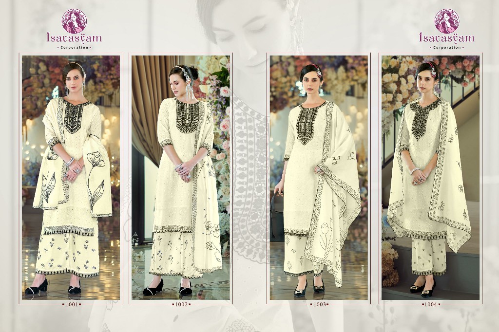 Isavasyam Cream Kashish Wholesale Readymade 3 Piece Suits