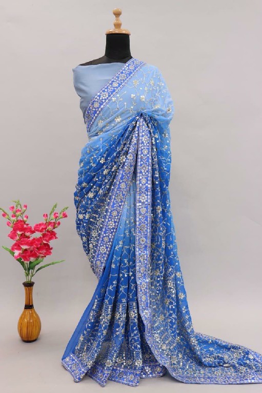 BT-3051 Wholesale Soft Georgette Peding Fabric Festive Sarees