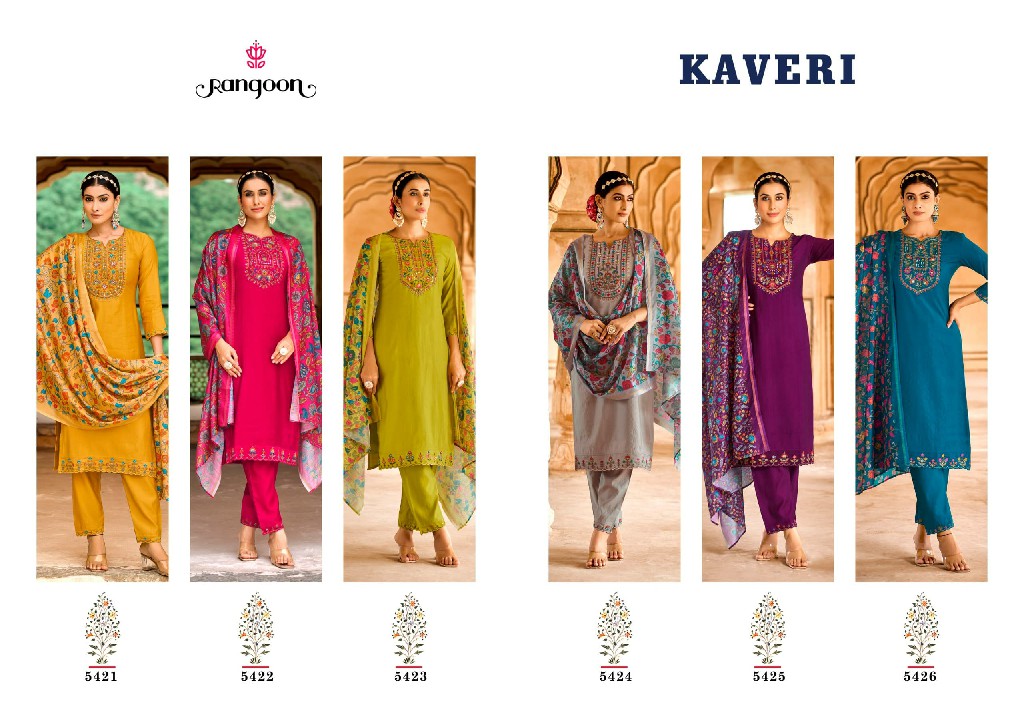 Rangoon Kaveri Wholesale Viscose With Khatli Work Readymade Suits