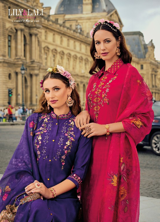 Lily And Lali Khwaish Wholesale Handwork Viscose Silk Kurti With Pant And Dupatta