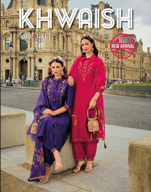 Lily And Lali Khwaish Wholesale Handwork Viscose Silk Kurti With Pant And Dupatta