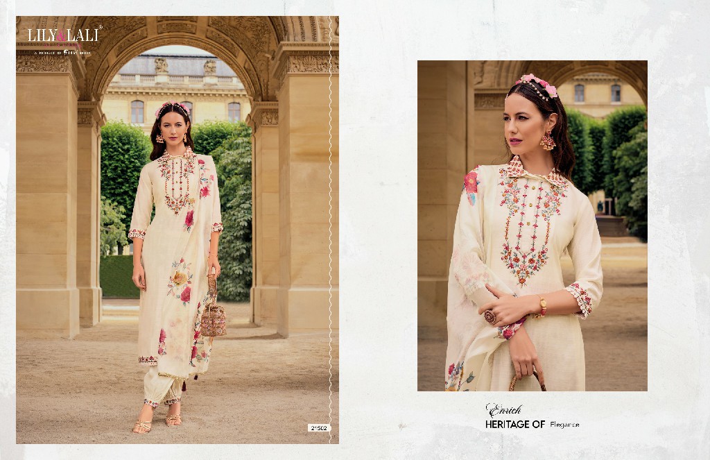 Lily And Lali Khwaish Wholesale Handwork Viscose Silk Kurti With Pant And Dupatta