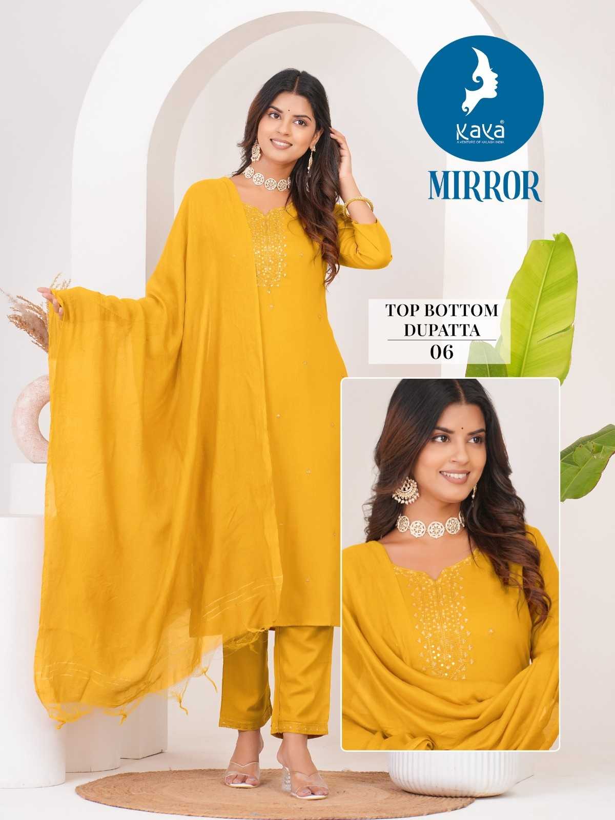 mirror by kaya straight cut readymade rayon salwar suits