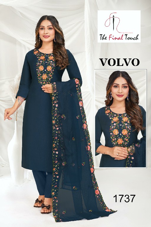 the final touch volvo fully stitch embroidery work combo kurti pant with dupatta