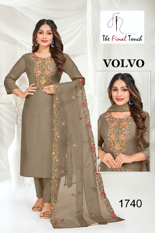 the final touch volvo fully stitch embroidery work combo kurti pant with dupatta