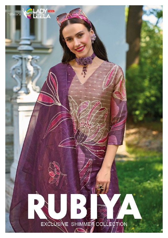 rubiya by lady leela jacquard shimmer digital print readymade suits