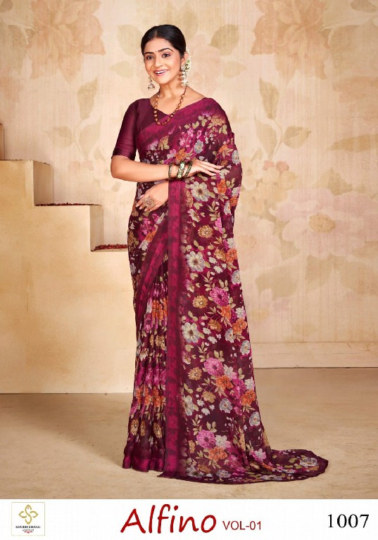 Shubh Shree Alfino Vol-1 Wholesale Chiffon With Sartin Patti Sarees