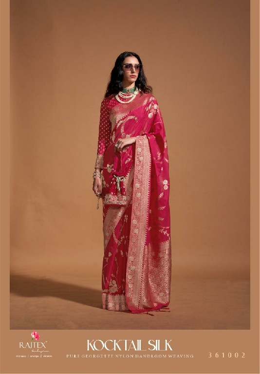Rajtex Kocktail Silk Wholesale Handloom Weaving Silk Festive Sarees