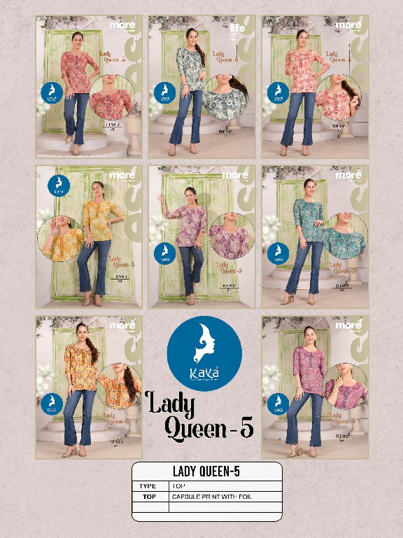 Kaya Lady Queen Vol-5 Wholesale Capsule Print Short Tops