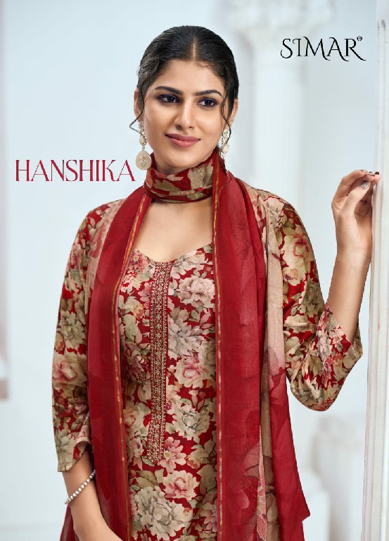 Glossy Simar Hanshika Wholesale Pure Viscose Muslin With Embroidery Work Salwar Suits