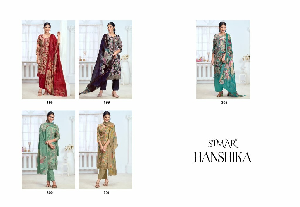 Glossy Simar Hanshika Wholesale Pure Viscose Muslin With Embroidery Work Salwar Suits