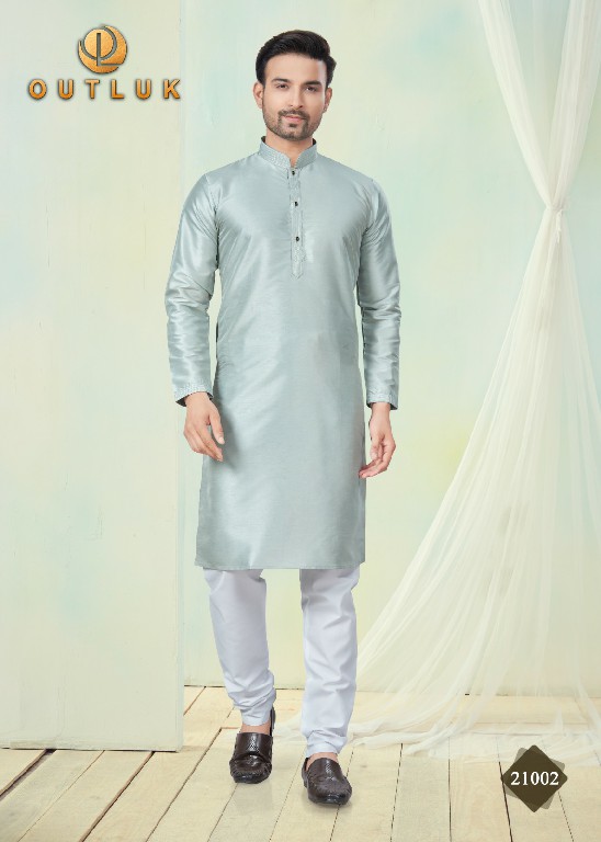 Outluk Wedding Collection Vol-21 Wholesale Pure Silk Mens Kurti With Pajama