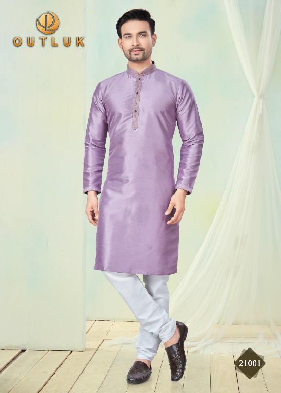 Outluk Wedding Collection Vol-21 Wholesale Pure Silk Mens Kurti With Pajama