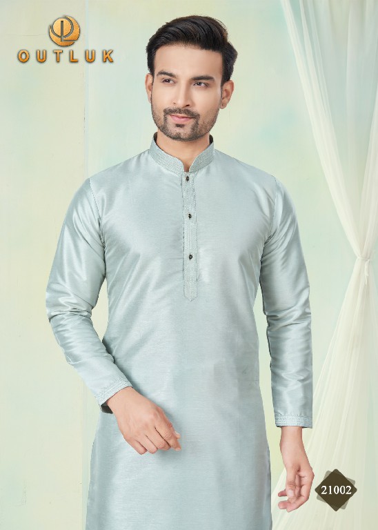 Outluk Wedding Collection Vol-21 Wholesale Pure Silk Mens Kurti With Pajama