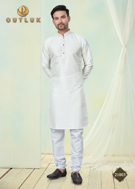 Outluk Wedding Collection Vol-21 Wholesale Pure Silk Mens Kurti With Pajama