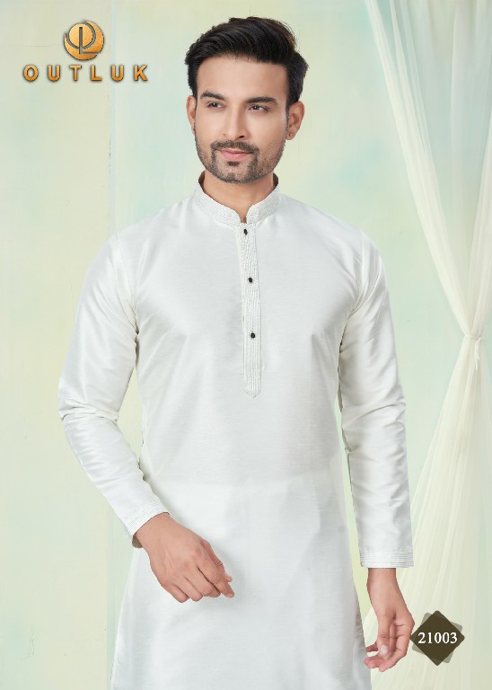 Outluk Wedding Collection Vol-21 Wholesale Pure Silk Mens Kurti With Pajama