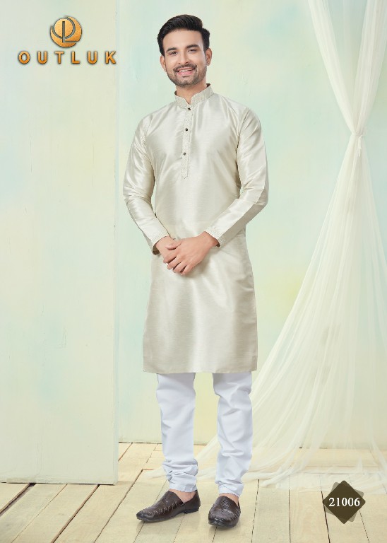 Outluk Wedding Collection Vol-21 Wholesale Pure Silk Mens Kurti With Pajama