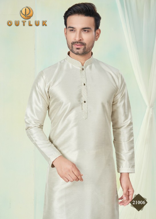 Outluk Wedding Collection Vol-21 Wholesale Pure Silk Mens Kurti With Pajama