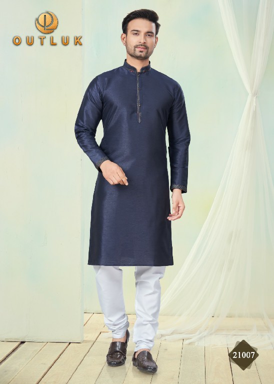 Outluk Wedding Collection Vol-21 Wholesale Pure Silk Mens Kurti With Pajama