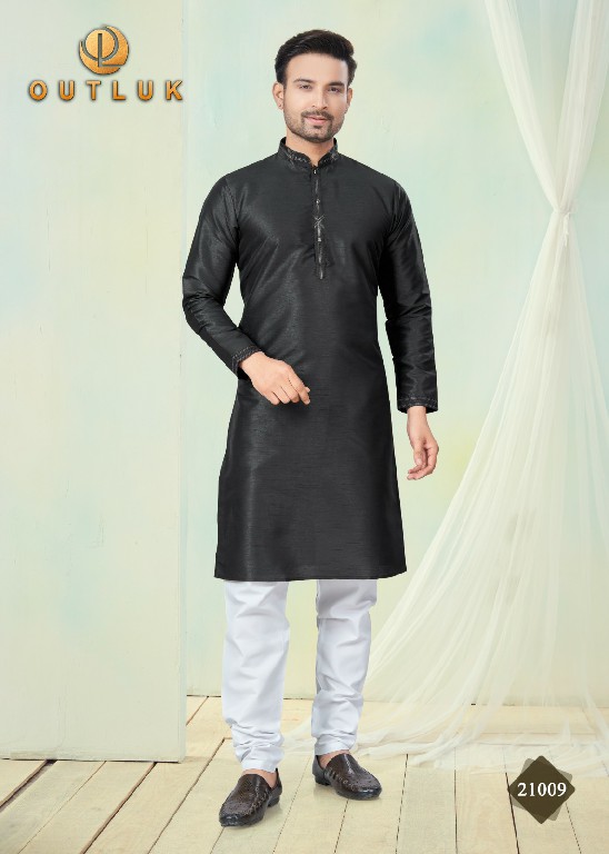 Outluk Wedding Collection Vol-21 Wholesale Pure Silk Mens Kurti With Pajama