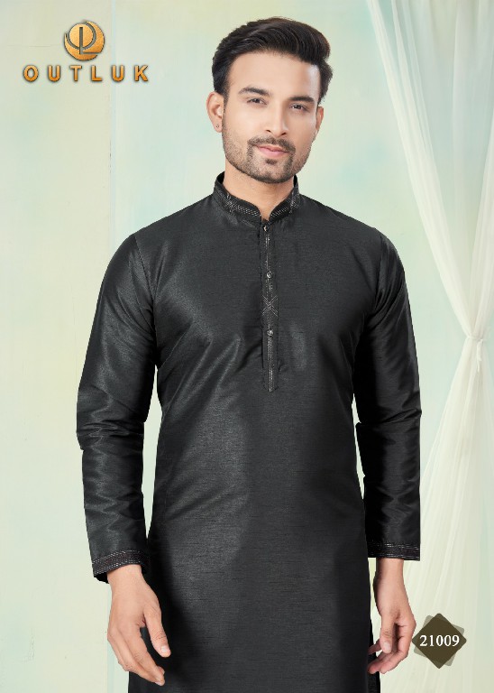 Outluk Wedding Collection Vol-21 Wholesale Pure Silk Mens Kurti With Pajama