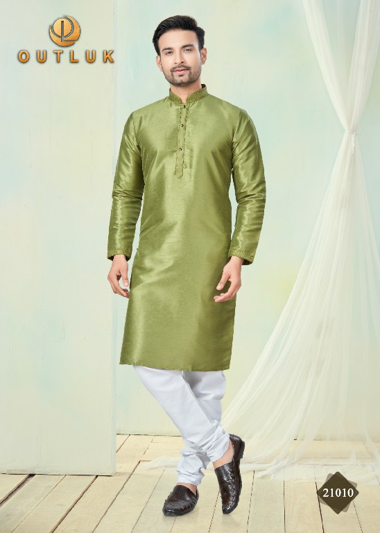 Outluk Wedding Collection Vol-21 Wholesale Pure Silk Mens Kurti With Pajama