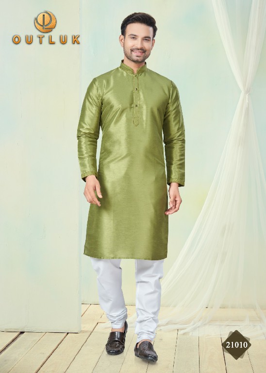 Outluk Wedding Collection Vol-21 Wholesale Pure Silk Mens Kurti With Pajama