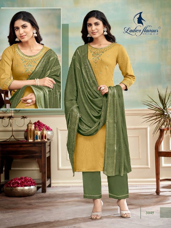 Ladies Flavours Blue Stone Wholesale Viscose Dobby With Embroidery Tops With Pant And Dupatta