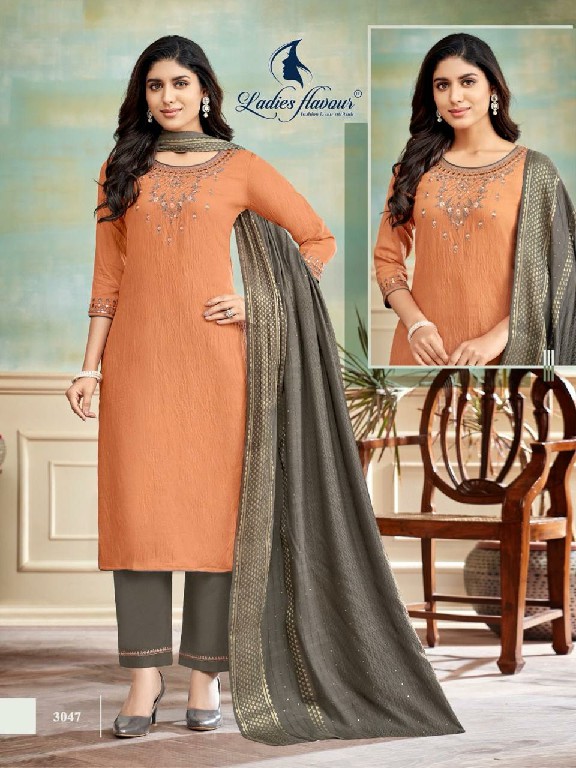 Ladies Flavours Blue Stone Wholesale Viscose Dobby With Embroidery Tops With Pant And Dupatta