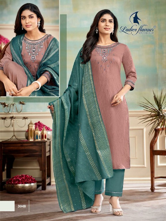 Ladies Flavours Blue Stone Wholesale Viscose Dobby With Embroidery Tops With Pant And Dupatta