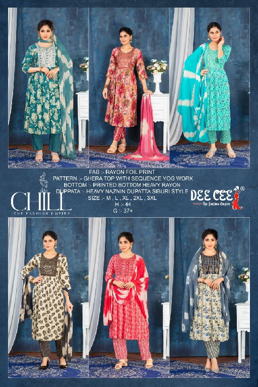 Dee Cee Chill Wholesale Rayon Foil Print Kurtis With Pant And Dupatta